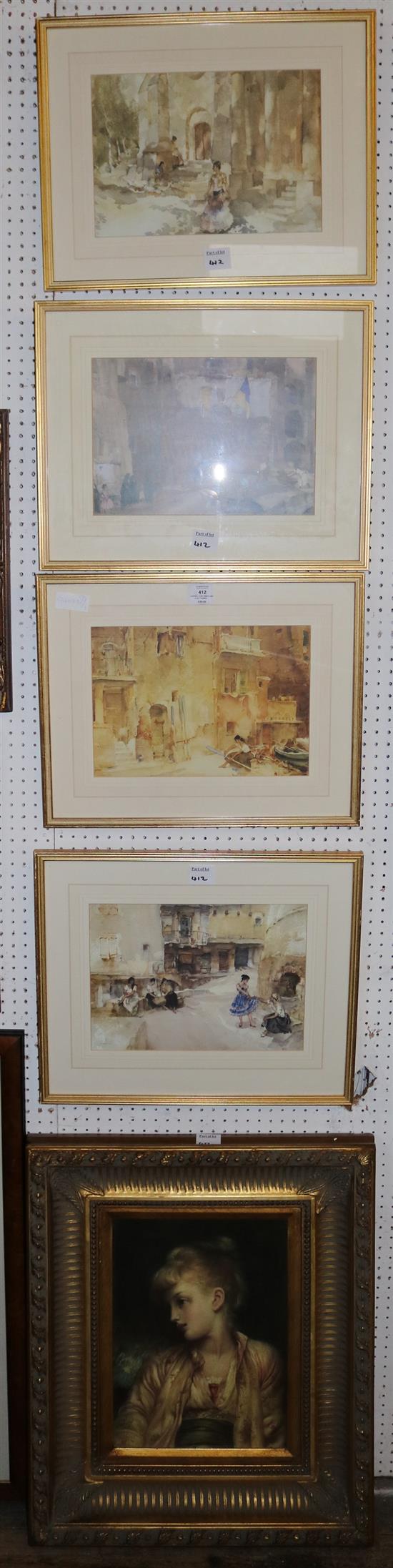 4 Russell Flint prints and a gilt framed figurative picture